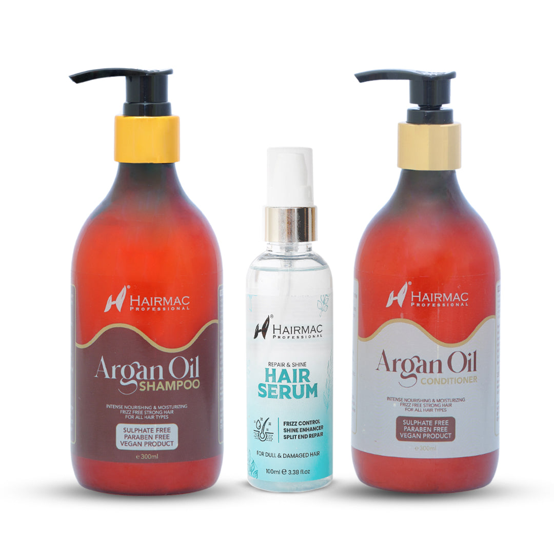 Argan Oil Shampoo, Argan Oil Conditioner and Repair & Shine Hair Serum